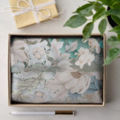 Pastell Aquamarin & Blue Watercolor Florals Tissue Seidenpapier (Geschenk)