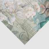 Pastell Aquamarin & Blue Watercolor Florals Tissue Seidenpapier (Detail)