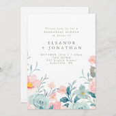 Pastell Aquamarin Pink Aquarellfarben Probe Einladung (Vorne/Hinten)