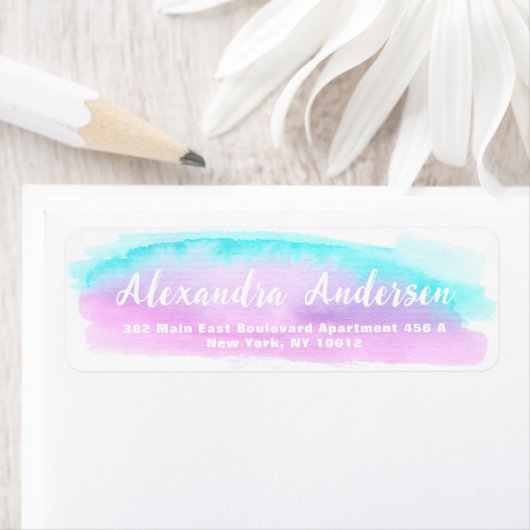 Pastell Aquamarin Pink Lila Aquarellfarbe Rücksend (Insitu)