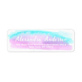 Pastell Aquamarin Pink Lila Aquarellfarbe Rücksend (Vorne)