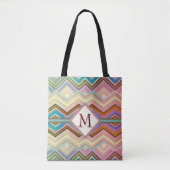 Pastell Aquamarin und rosa Mehrziger Zag Streifen Tasche (Vorderseite)