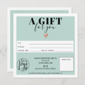 Pastell aquamarines blaues Quadrat Geschenkzertifi (Vorne/Hinten)