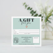 Pastell aquamarines blaues Quadrat Geschenkzertifi (Stehend Vorderseite)