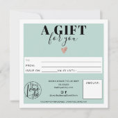 Pastell aquamarines blaues Quadrat Geschenkzertifi (Vorderseite)