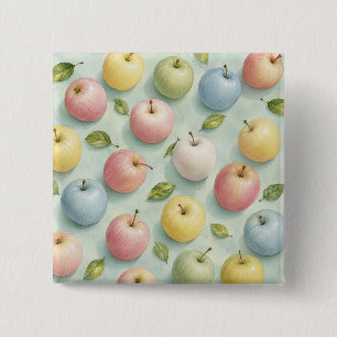 Pastell-Aquarell-Apfel-Frucht-Botanisches Muster Button