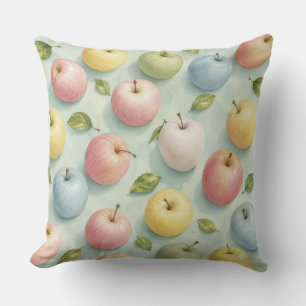 Pastell-Aquarell-Apfel-Frucht-Botanisches Muster Kissen