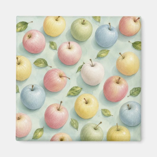 Pastell-Aquarell-Apfel-Frucht-Botanisches Muster Magnet (Vorne)