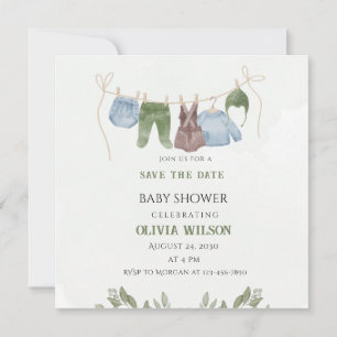 Pastell-Aquarell-Baby-Shower-Einladung zum Vormerk Save The Date