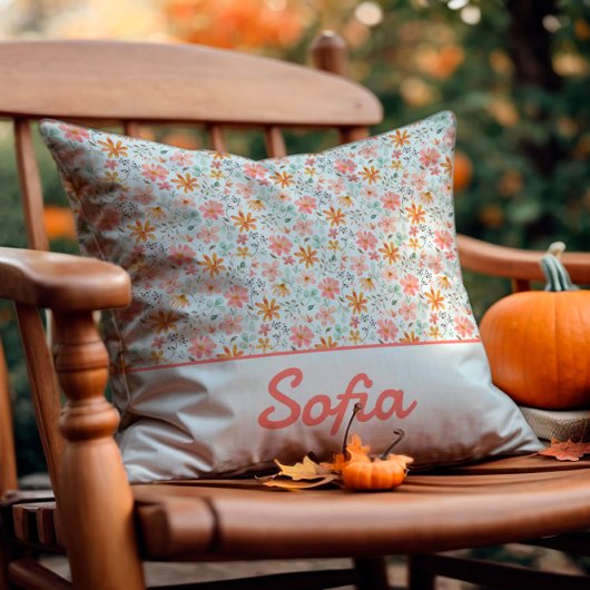 Pastell Aquarell Blume rustikal boho Throw Kissen