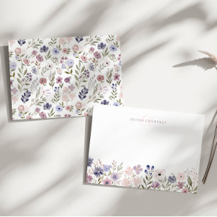Pastell-Aquarell-Blumen-Botanisches Monogramm Mitteilungskarte