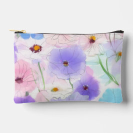 Pastell-Aquarell-Blumen-Kosmetikbeutel Zubehörtasche