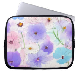 Pastell-Aquarell-Blumen-Laptophülle Laptopschutzhülle