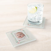 Pastell-Aquarell-Blumen-Leerer Bilderrahmen Glasuntersetzer (Schrägansicht)