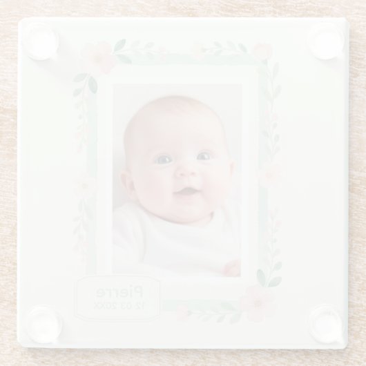 Pastell-Aquarell-Blumen-Leerrahmen Glasuntersetzer (Rückseite)