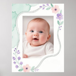 Pastell-Aquarell-Blumen-Leerwellenrahmen Poster