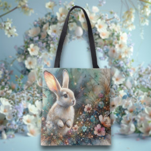 Pastell-Aquarell-Blumen-Wald-Häschen Ostern Tasche