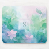 Pastell-Aquarell-Blumenmonogramm-Mauspad Mousepad (Vorne)