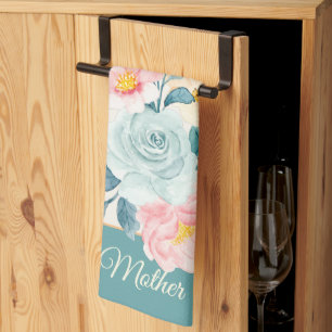 Pastell-Aquarell-Blumenmuster anpassbar   Geschirrtuch