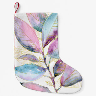 Pastell-Aquarell-Botanik-Blätter-Spiralblock Kleiner Weihnachtsstrumpf
