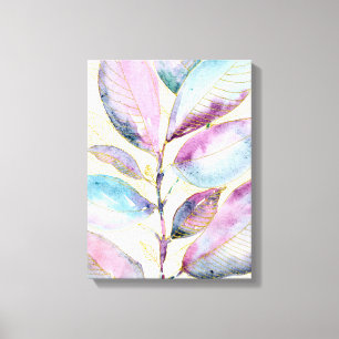 Pastell-Aquarell-Botanik-Blätter-Spiralblock Leinwanddruck