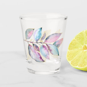 Pastell-Aquarell-Botanik-Blätter-Spiralblock Schnapsglas