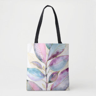 Pastell-Aquarell-Botanik-Blätter-Spiralblock Tasche