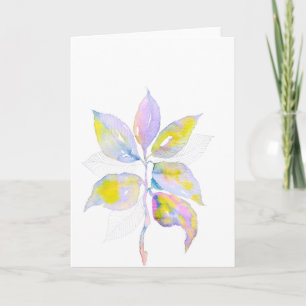 Pastell-Aquarell-Botanische Blätter-Illustration Karte