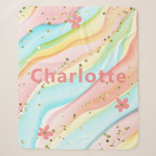 Pastell-Aquarell-Gold-Glitter-Blumen-Name Sherpadecke