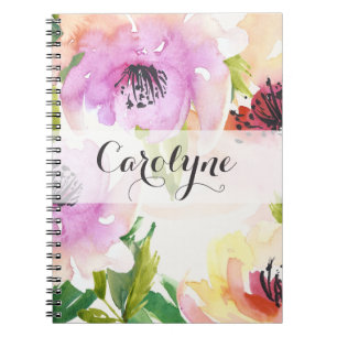 Pastell-Aquarell-Handbemaltes-Blumen-Notizbuch Notizblock