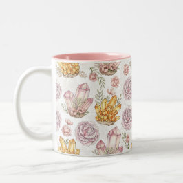 Pastell-Aquarell-Kristalle und Rosen-Muster Two-T Zweifarbige Tasse