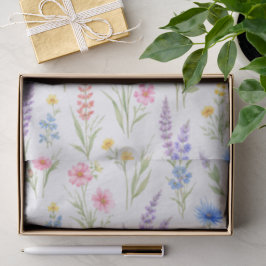 Pastell-Aquarell-Lavendel-Blau-Lachs-Wildblumen Seidenpapier