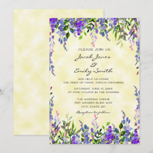 Pastell-Aquarell-Lavendel-Gelb-Hochzeitseinladung Einladung