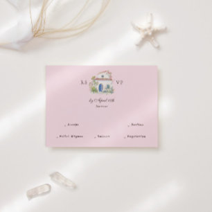 Pastell-Aquarell-Mittelmeer-Italienische Hochzeit RSVP Karte