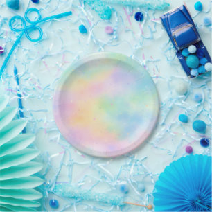 Pastell-Aquarell-Regenbogen-Papierteller   Weich Pappteller