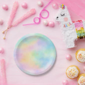 Pastell-Aquarell-Regenbogen-Papierteller | Weich Pappteller (Party)