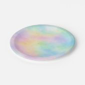 Pastell-Aquarell-Regenbogen-Papierteller | Weich Pappteller (Schrägansicht)
