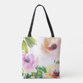Pastell Aquarell Rose Floral mit Monogramm Tasche (Rückseite)