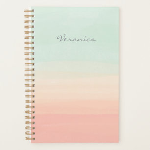 Pastell-Aquarell-Streifen Seafoam und Pfirsich-Nam Planer