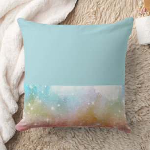 Pastell-Aquarell- und Galaxie-Nebel-Abstraktmuster Kissen