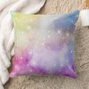 Pastell-Aquarell- und Galaxie-Nebel-Abstraktmuster Kissen