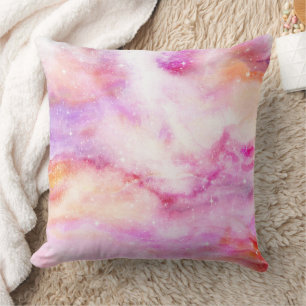 Pastell-Aquarell- und Galaxie-Nebel-Abstraktmuster Kissen