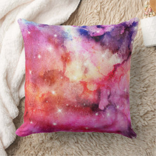 Pastell-Aquarell- und Galaxie-Nebel-Abstraktmuster Kissen