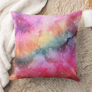Pastell-Aquarell- und Galaxie-Nebel-Abstraktmuster Kissen