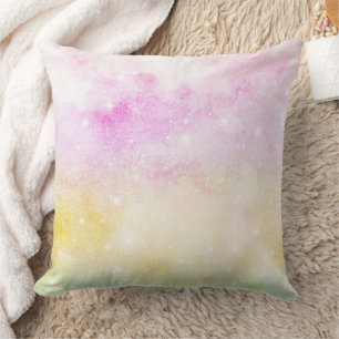 Pastell-Aquarell- und Galaxie-Nebel-Abstraktmuster Kissen