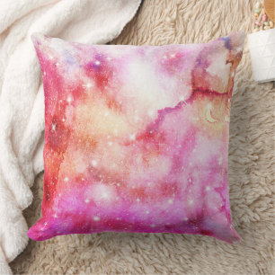Pastell-Aquarell- und Galaxie-Nebel-Abstraktmuster Kissen