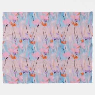 Pastell-Aquarell-Wildblume  Fleecedecke