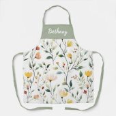Pastell-Aquarell-Wildblumen-Monogramm-Name Schürze (Vorderseite)