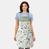 Pastell-Aquarell-Wildblumen-Monogramm-Name Schürze (Getragen)
