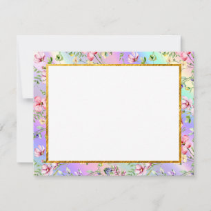 Pastell-Aquarell-Wildblumen-Schreibwaren mit Gold Mitteilungskarte